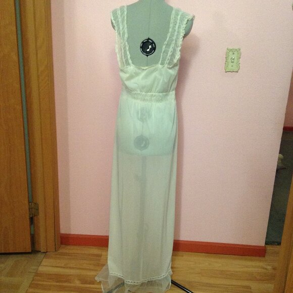 Vintage '50s 1950s - '60s 1960s Sheer Nylon Elastic Waisted Maxi Nightgown - Picture 2 of 6